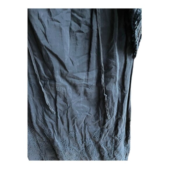 Madewell Size XXS Navy Blue Cotton Silk Eyelet Flutter Sleeve Shimmer Mini Dress - Picture 5 of 7